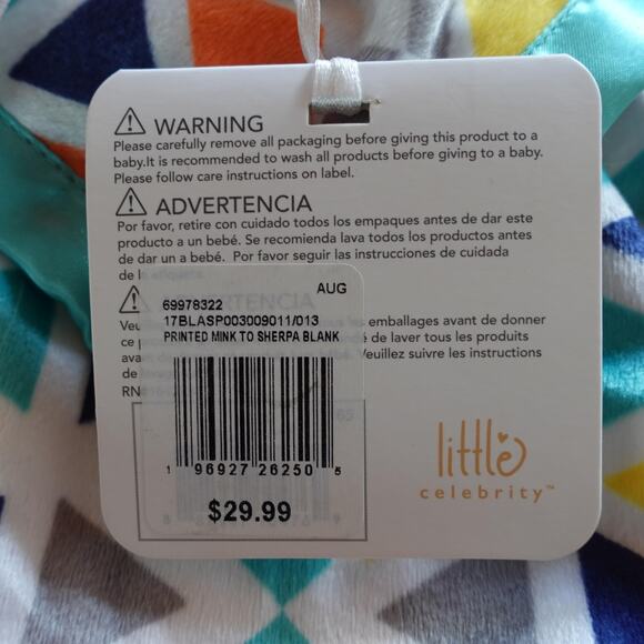 Little Celebrity Baby Blanket 30x40 Reversible Sherpa Minky Lion Lovey Security - Picture 3 of 7
